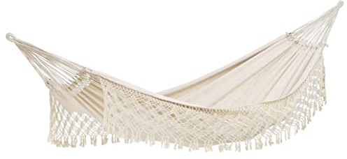 AMAZONAS Edle Premium Jacquard Boho Hängematte in Übergröße Rio 250x160 cm bis 200 kg in Weiß