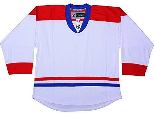 TronX Spielbekleidung DJ300 Junior Eishockey Trikot, Hockeybekleidung, Lange Ärmel (DE/NL/SE/PL, Alphanumerisch, S, M, Montreal Canadiens - White)