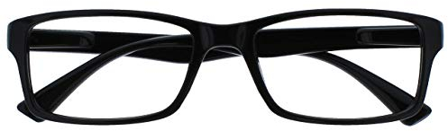 OPULIZE PEP Lesebrille für Damen und Herren - Große Rechteckige Brille - Komfortable Federscharniere - Kratzfest - Schwarz - UVR +3.50