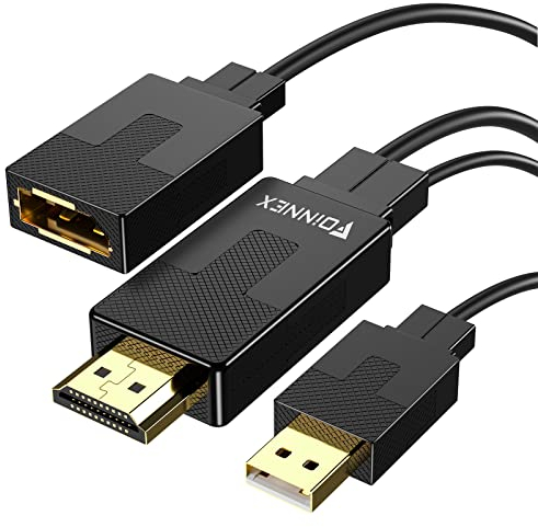 FOINNEX HDMI zu DisplayPort Adapter -4K@60Hz / 2K@144Hz Unidirektional - HDMI DP Konverter 1.4 zu 1.2 Mit Audio für Xbox PS4 PS3 NS Dex Pad PC
