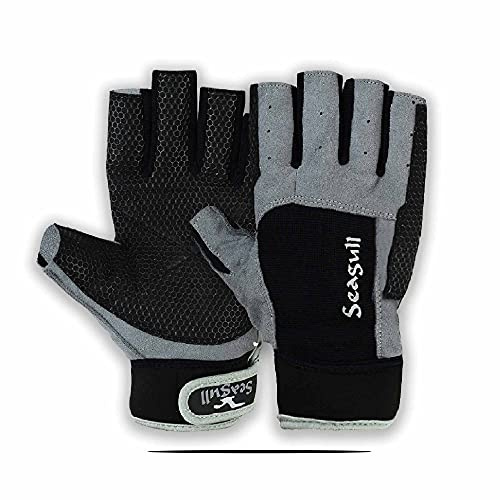 Azure Seagull Sticky Palm Sailing Gloves Yachting Dinghy Boating Strong Amara Cut Finger, XS