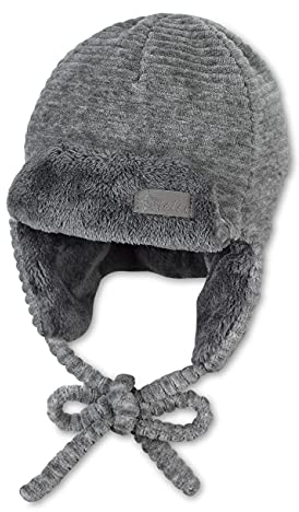 Sterntaler Baby-Jungen Fliegermütze Streifgrau Mütze, Rauchgrau, 47