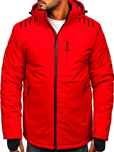 BOLF Homme Veste d'hiver pour veste de ski veste de snowboard avec fermeture ? glissi?re et poignets de capuche loisirs de plein air 6580 Rouge S [4D4]