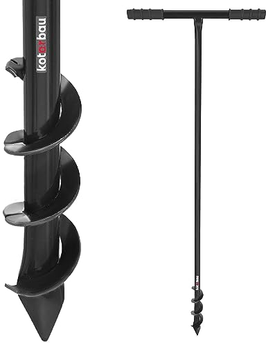 KOTARBAU® Ahoyadora Manual 50 mm, Taladro de Tierra Manual, Perforadora de Suelo con Mango en T Antideslizante, Barrena de jardín, Perforador de Mano, Broca Espiral de Tierra, Plantador Cavahoyos