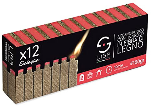 LISA Luxury IS an Attitude Allume-feu avec déclencheur en Fibre de Bois 12 pièces - Dimensions : 58 x 13 x 16 mm - Durée : Environ 10 Minutes