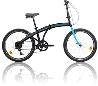BICI BICICLETTA CASCELLA POCKET PIEGHEVOLE 20' 6V NERO AZZURRO