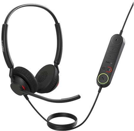 Jabra Engage 40 kabelgebundenes Stereo-Headset mit Inline Anrufsteuerung, geräuschunterdrückender 2-Mic-Technologie, USB-A-Kabel - mit Allen führenden UC-Plattformen wie Zoom kompatibel - schwarz