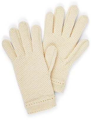 NEO B - CASHMERE | Guanti Cashmere donna | Guanti Cashmere Trama Nido d’Ape |100% Cashmere pregiato | Filato Cardiff | Taglia M | Made in Italy | Panna