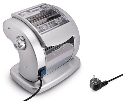 Imperia Pastapresto Maker- Powerful Electric 120v Pasta Machine with Motor- 100% Made in Italy- Heavy Duty Steel Construction w 6 Adjustable Thicknesses- Roller & Cutter for Lasagna, Fettuccine & More