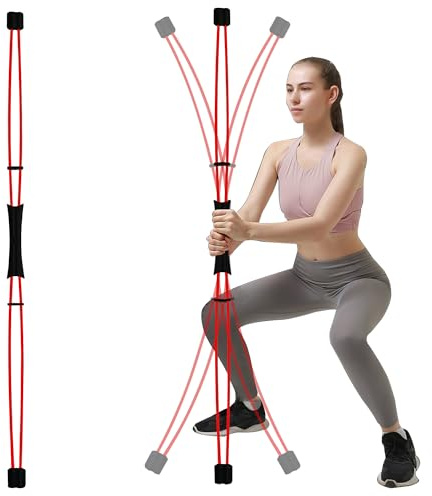 ZUFUMI FlexBar & Mobility Stick - Shoulder Reliever Ball Swing, Body Blade, Flex Bars for Physical Therapy - Total Body Workout, Core Strength & Stability Training (RED)