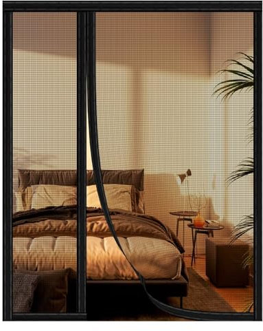 Mosquiteras para Puertas Magnetica, W160xH235cm Negro Cierre Magnético Automático Mosquitera Imantada Puerta, Anti-insectos Mosquitera con Imanes para Puertas Corredera Sala Balcón Patio