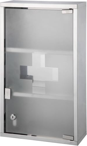 Deejaah 3 Shelf Medicine Cabinet Large 50 x 30 x 12cm– Stainless Steel, Wall Mounted, Lockable Medicine Cabinet, First Aid Secure Storage for Home, Office, School, Hospitals & Lab