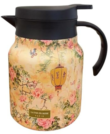 WNDUOKXH Tetera de vidrio con infusor para preparar té, tetera de acero inoxidable, teteras para amantes del té, termos con infusor, tetera floral de vidrio (Amarillo, 1000 ml)