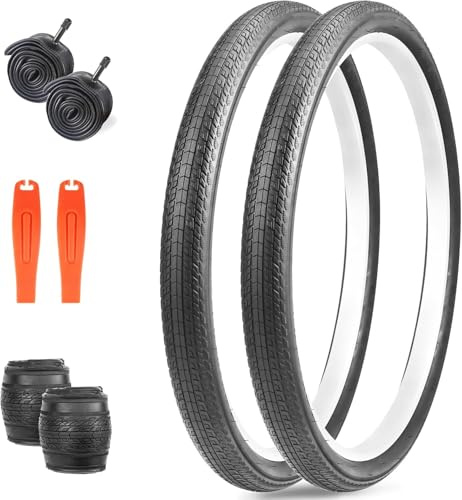 ZUKKA Juego de 2 neumáticos plegables de 26x1.75 47-559 de repuesto para bicicletas Juego de 2 cámaras de aire de 26 pulgadas para MTB, bicicletas para niños