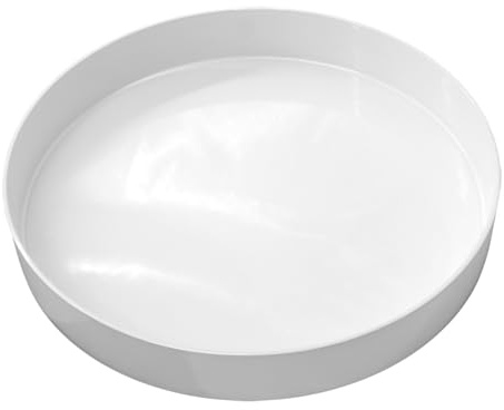 Kerzentablett rund weiß Hochglanz - 25 cm - Dekotablett glänzend mit Rand - Kellnertablett Dekoteller Kerzenteller Mehrweg Tablett für Dekorationen Geschenke Weihnachten