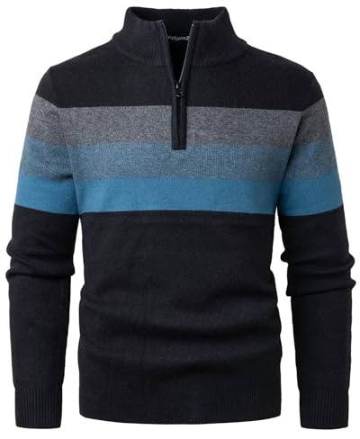 OlyljpinZ Maglione da Uomo a Collo Alto Maglioni a Maniche Lunghe in Maglia Fine Pullover Lavorato a Maglia con Cerniera 1/4 Autunno Invernale Caldo Maglioncino Dolcevita Classico Basic Sweater Felpa