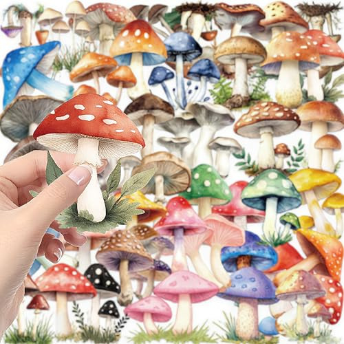 50pcs Cute Mushroom Stickers for Journal Scrapbook & Laptop Decor