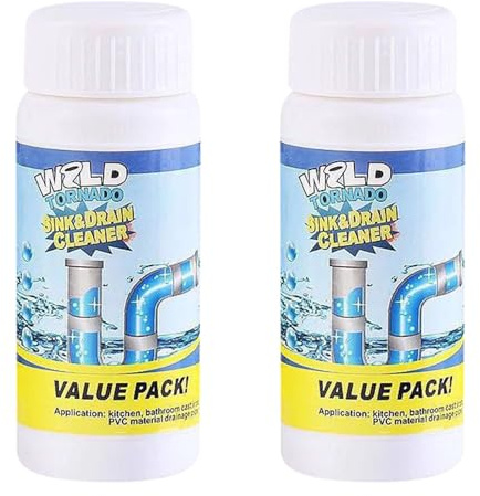 Powerful Sink & Drain Cleaner, Pipe Dredge Deodorant, Sink and Drain Cleaner Powder, Wild sinks and Drains Cleaners, Wild Pipe Cleaners for Toilet Kitchen Bathroom Shower (2 - pcs)