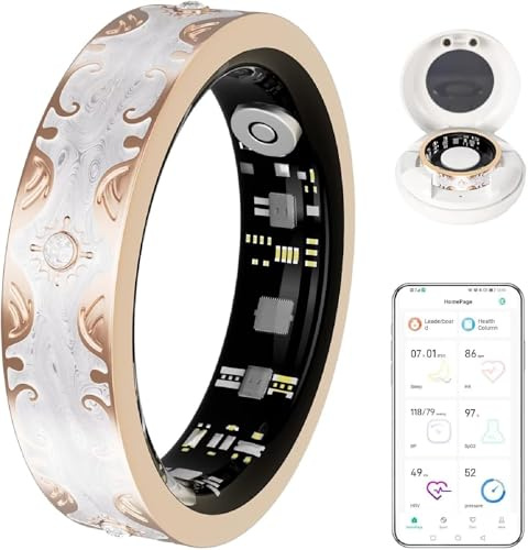ZIBENE Anillo Inteligente Impermeable para Hombres y Mujeres, Rastreador de Salud para la Actividad Diaria, Anillo de Fitness Recargable con Seguimiento de Sueño/Pasos/Calorías (Silver 7#).