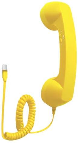 Auriculares Retro para teléfono, Auriculares Retro, Receptor de teléfono Amarillo, micrófono con Adaptador Tipo C, Regalo para Smartphone