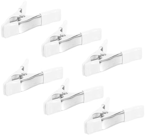 HOLIDYOYO 6Pcs Nickel Plated 4-Inch Heavy Duty Spring Clamps Coated Handles for Woodworking, Crafting, and Wedding Dress Clamping, White PVC Protective Sleeve