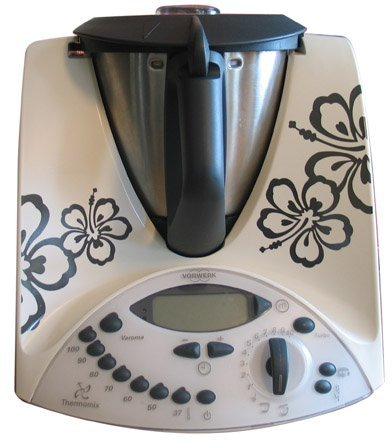 Grafix Aufkleber Fuer Thermomix TM31 Hibiskus Blüten anthrazit