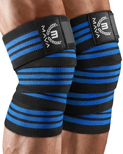 Mava Rodilleras Deportivas para Hombres y Mujeres (Par), Rodilleras Menisco y Ligamento para Gimnasio, Powerlifting y Fitness, Compresión de 183cm