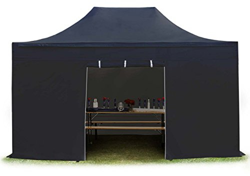 TOOLPORT Faltzelt Faltpavillon Pavillon 3x4,5m - mit 4 Seitenteilen (ohne Fenster) Premium Dach Partyzelt schwarz