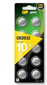 GP Batteries CR2032 3 V Lithium Button Cell Battery (Pack of 10)