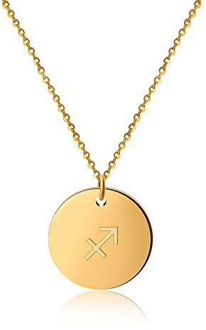 GD GOOD.designs Catena zodiacale oro 18 carati Sagittario - impermeabile I Collana placcata oro con ciondolo dell'oroscopo I Collana zodiacale in acciaio inox per signore