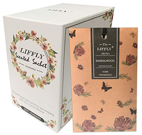 LIFFLY 14 Packs Sandalwood Scented Sachets for Drawers and Closets
