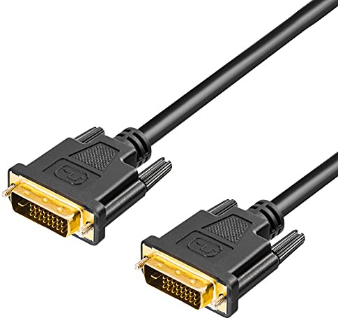 hb-digital 2 m DVI-kabel med DVI-D-kontakt till DVI-D-kontakt 24 1 guldpläterade kontakter stift dubbel länkanslutning med integrerade monteringsskruvar – bildskärm TV IPTV-box HDTV 1080p svart