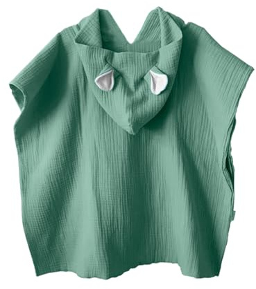 MIMUSELINA Poncho Mare Bambino in Mussola 100% Cotone | Asciuga Senza Strofinare | Accappatoio Neonato Leggero e Assorbente | Uso Quotidiano, Bagno, Mare e Piscina | Prodotto in Spagna | Menta