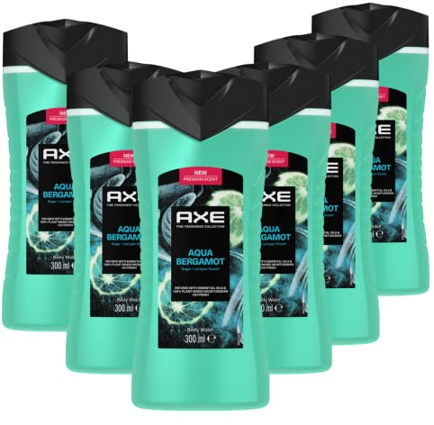 AXE Fine Fragrance Collection Duschgel Aqua Bergamot Bodywash für 12 Stunden langanhaltende Frische mit 2x mehr Frische-Booster 300 ml 6 Stück