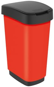 Rotho Twist Mülleimer 25l mit Deckel, Kunststoff (PP) BPA-frei, rot, 25l (33.3 x 25.2 x 47.6 cm)