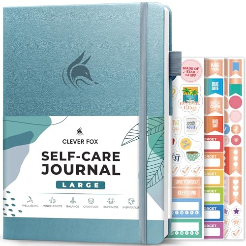 Clever Fox Self-Care Journal – Daily Reflection Notebook – Mental Health & Personal Development Planner, Meditation & Mood Log, Large (Aquamarine)