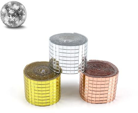 SRJQXH Azulejos de Mosaico 3 Volúmenes Azulejos Mosaico Vidrio Autoadhesivo Recortable 3 Colores (4 x 120 cm), para Discoteca Pegatinas, Bricolaje, Manualidades, Decoraciones