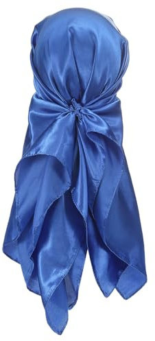 PATIKIL Pañuelo de Cabeza de Satén de 35 Pulgadas, Pañuelo Cuadrado Grande con Sensación de Seda para Bandanas para el Cabello, Envolturas para Dormir para Mujeres, Azul Marino