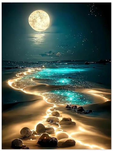 Wishstar 5d Diamant Painting Set, Diamant Painting Bilder Strand, Diamond Painting für Erwachsene und Kinder,Diamant Malerei Bastelset, Weihnachtsgeschen