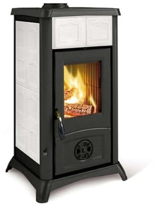 La zappa Stufa a legna in maiolica resistente a 750° 6 kW mm. 460x495xh.840 (Bianco)