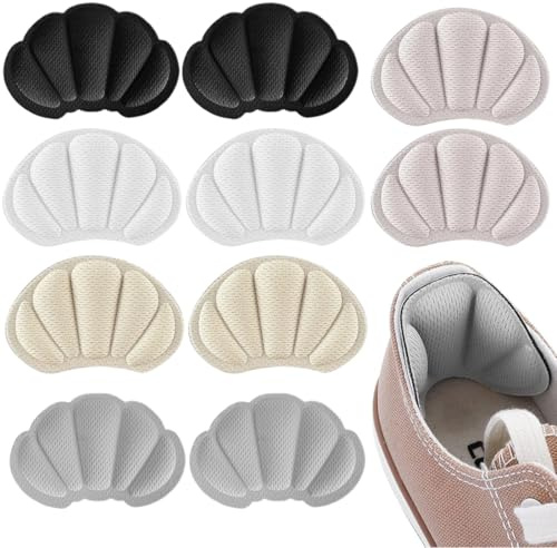 Tallone Cuscino, 5 Paia Cuscinetti per Scarpe, Heel Liners comode per scarpe Antiscivolo, Cuscinetti per Scarpe per Scarpe Troppo Grandi, Migliorare la vestibilità, Nero/Beige/Grigio/Bianco/Albicocca