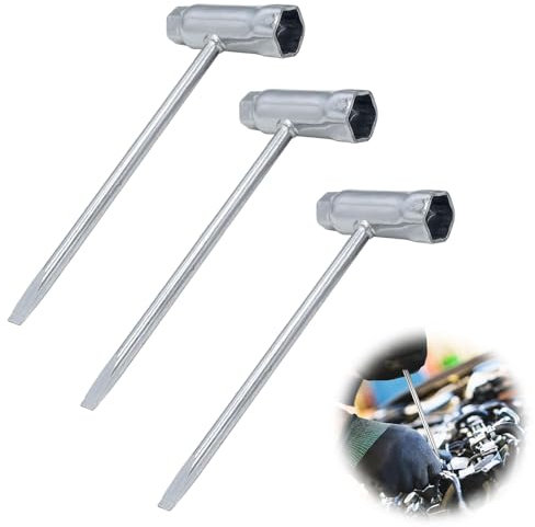 vcsjw 3 Stück Kombischlüssel,Kettensägenschlüssel,Zündkerzenschlüssel 13 Mm X 19 Mm, T Schraubenschlüssel,Motorsägenschlüssel,T-Förmig,Für Motorsägenmäher Bürstenschneider Rasenmäher