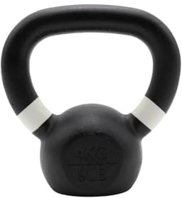 RUSTER Kettlebell Cast Iron 4-32kg Pesa Rusa Hierro Fundido con Revestimiento en Polvo - Pesa para Entrenamiento de Fuerza, Resistencia y Equilibrio - Codificación por anillo colores (Blanco 4kg)