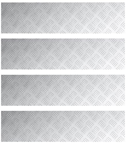 vidaXL Peldaños de escalera de metal industrial Set de 4 Antideslizante Acabado mate Superficie gris Para seguridad interior exterior 100 X 25 0.2 cm Diseño de placa de diamante Alfombrillas Cubierta