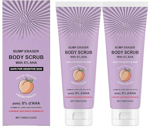 Gommage Corporel Anti-boutons avec 10% d'AHA, Exfoliant Contre la Kératose Pilaire aux Acides Glycolique et Lactique, Aide à Atténuer les Boutons Cutanés, Convient aux Peaux Sensibles