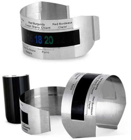 FUNOMOCYA Termómetro De Pulsera Para Vino Acero Inoxidable Termómetro Digital Portátil Medidor De Temperatura De Botella