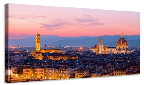 Panorama di Firenze al tramonto - Quadro stampa su tela con telaio in legno - 120x60 cm