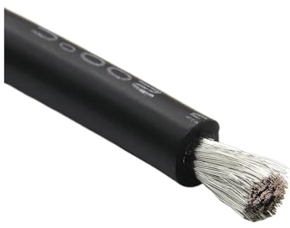 GUIPENG 1/5/10 m mjuk silikonkabel 26 24 22 20 18 16 14 12 10 8 6 4 2AWG värmebeständiga elektriska ledningar(Black,1 meter,2AWG)