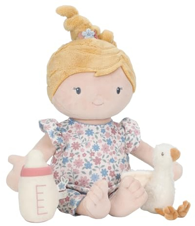 Little Dutch Muñeca de tela Julia – Juego de muñecas – Manos magnéticas – con botella magnética – Incluye pelele y peluche de ganso – para niñas a partir de 12 meses
