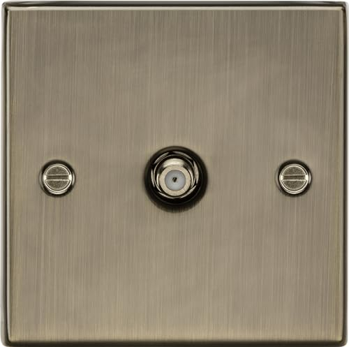 Knightsbridge CS015AB Square Edge Antique Brass Sat TV Outlet, Antique Brass
